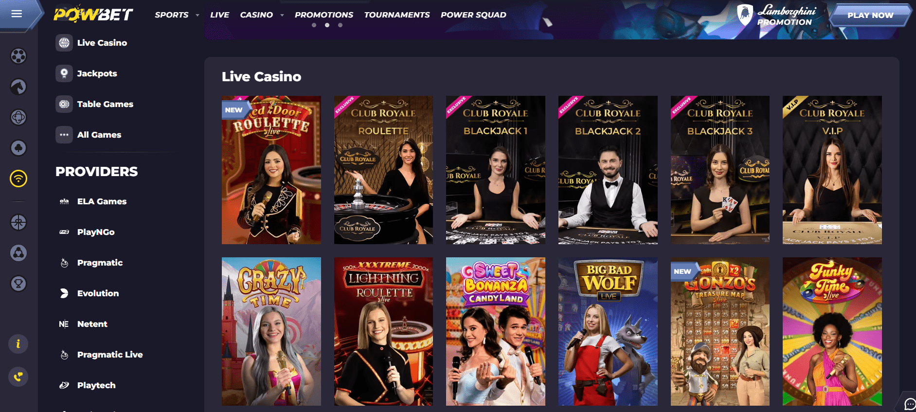 Προεπισκόπηση του Powbet live καζίνο
