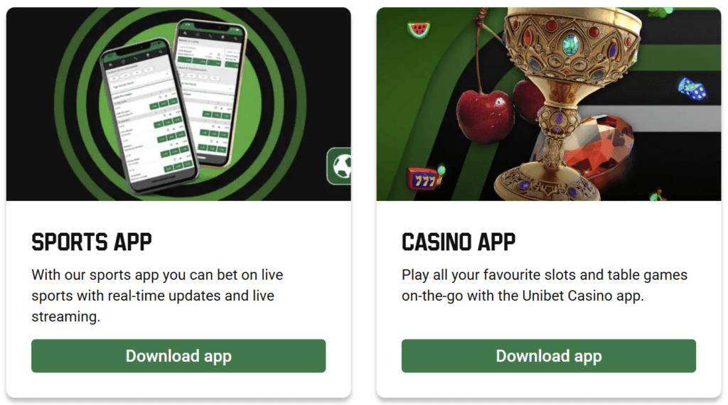 Preview of Unibet app