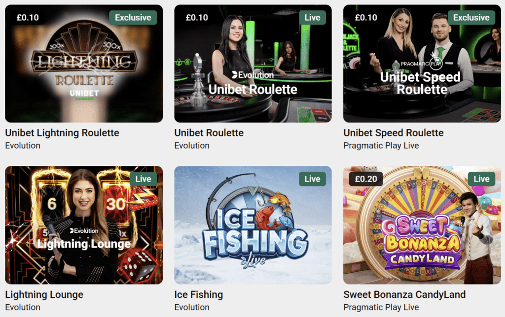 Προεπισκόπηση των ζωντανών παιχνιδιών Unibet