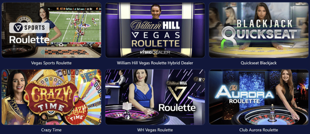Προεπισκόπηση των ζωντανών παιχνιδιών William Hill