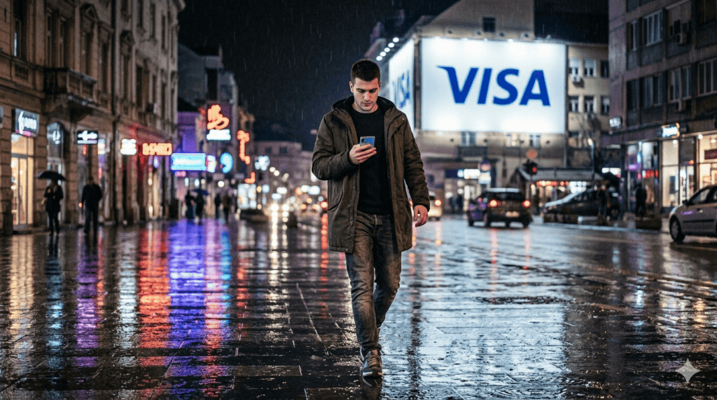 Χρήση κάρτας Visa για πληρωμές σε online καζίνο σε αστικό περιβάλλον