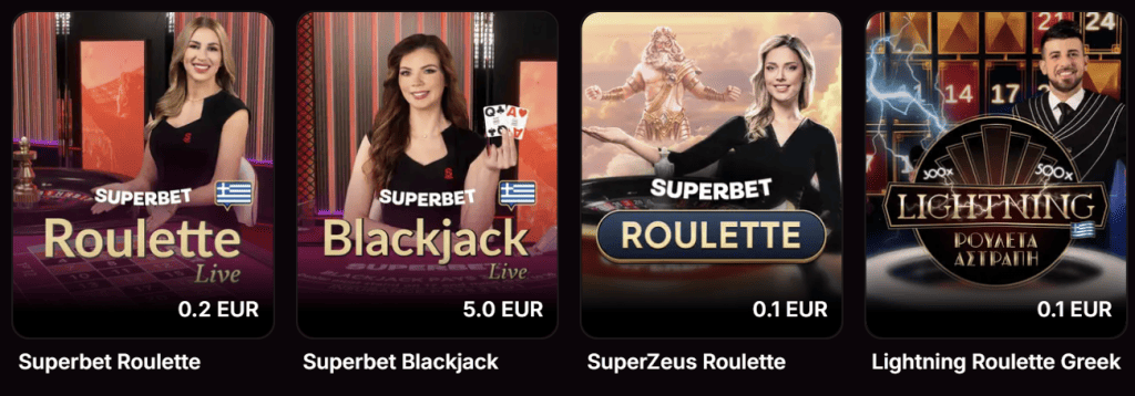 Superbet live casino με ρουλέτα, blackjack και ελληνικά παιχνίδια
